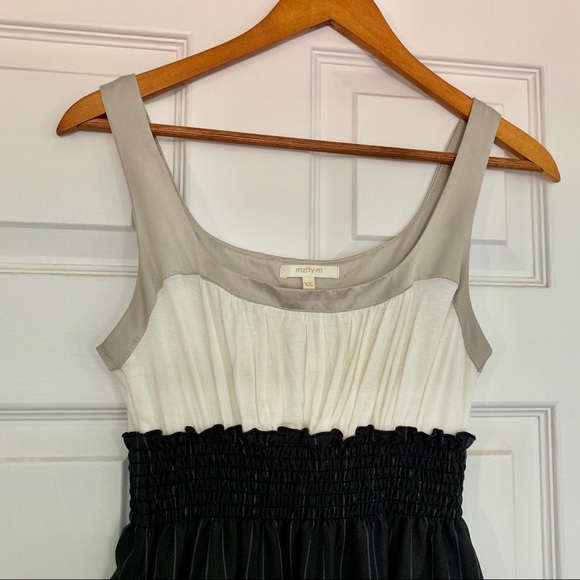 Cream silver navy pinstripe dress xs - Picture 3 of 5